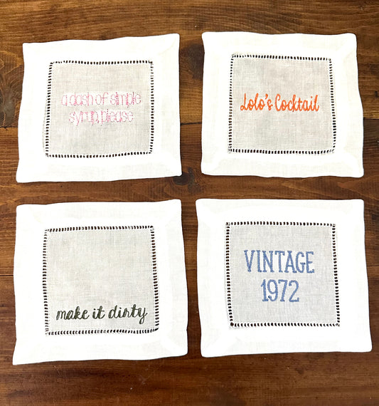 Custom Hemstitch Cocktail Napkins